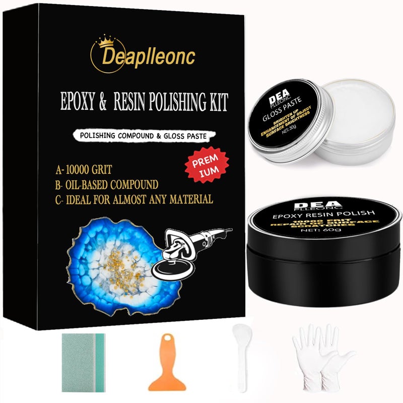DEAPLLEONC Epoxy Resin Polishing Kit, Epoxy Resin Polishing Compound is Specially Formulated for High-Gloss Finishes, Removing Surface Scratches and Restoring The Luster - Image 1